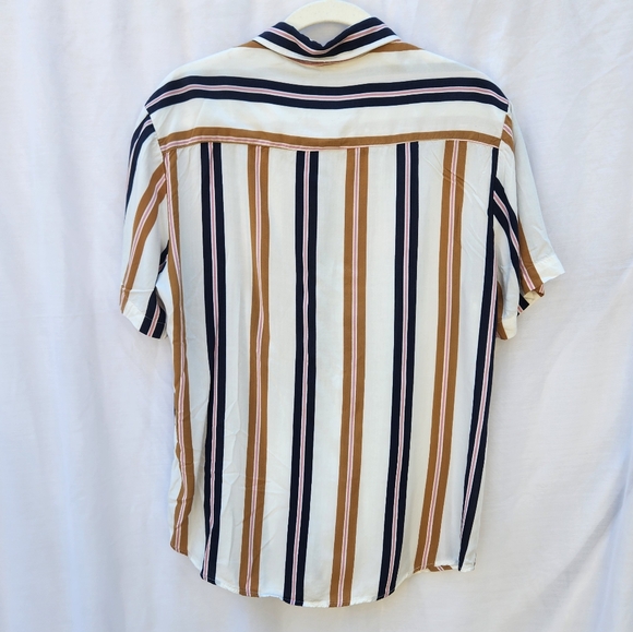 Denim & Flower Ricky Singh Button Up Vertical Stripe Shirt Medium - Picture 4 of 6